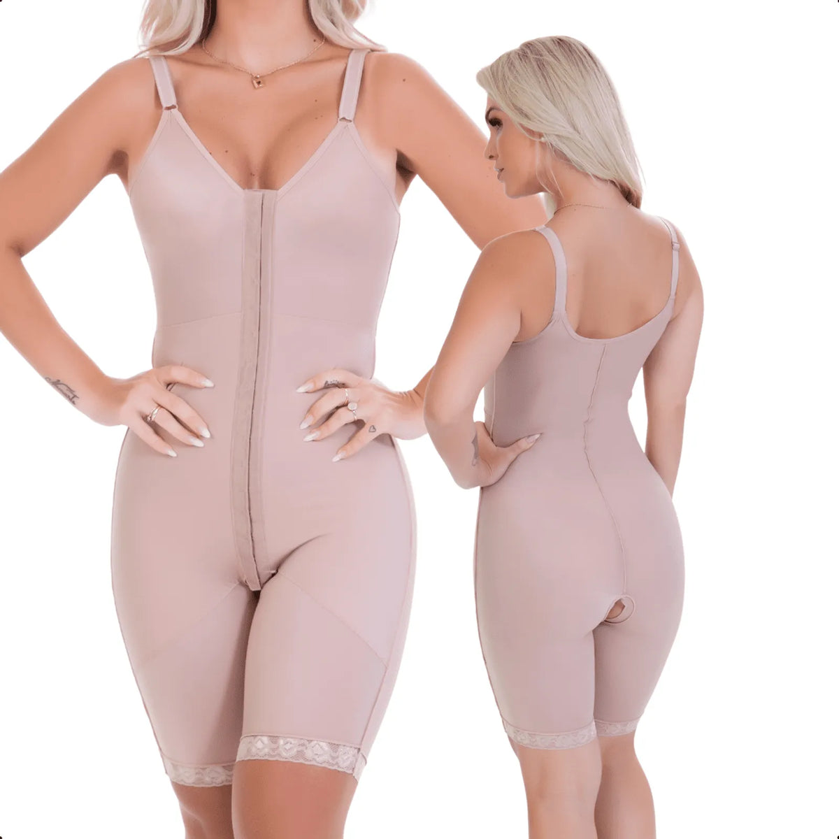 Cinta Pós Cirúrgica Macaquinho Emana Abdominoplastia e Lipoaspiração Nude