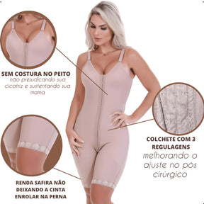 Cinta Pós Cirúrgica Macaquinho Emana Abdominoplastia e Lipoaspiração Nude