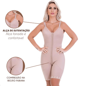 Cinta Pós Cirúrgica Macaquinho Emana Abdominoplastia e Lipoaspiração Nude