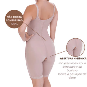Cinta Pós Cirúrgica Macaquinho Emana Abdominoplastia e Lipoaspiração Nude