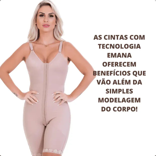 Cinta Pós Cirúrgica Macaquinho Emana Abdominoplastia e Lipoaspiração Nude
