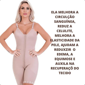 Cinta Pós Cirúrgica Macaquinho Emana Abdominoplastia e Lipoaspiração Nude